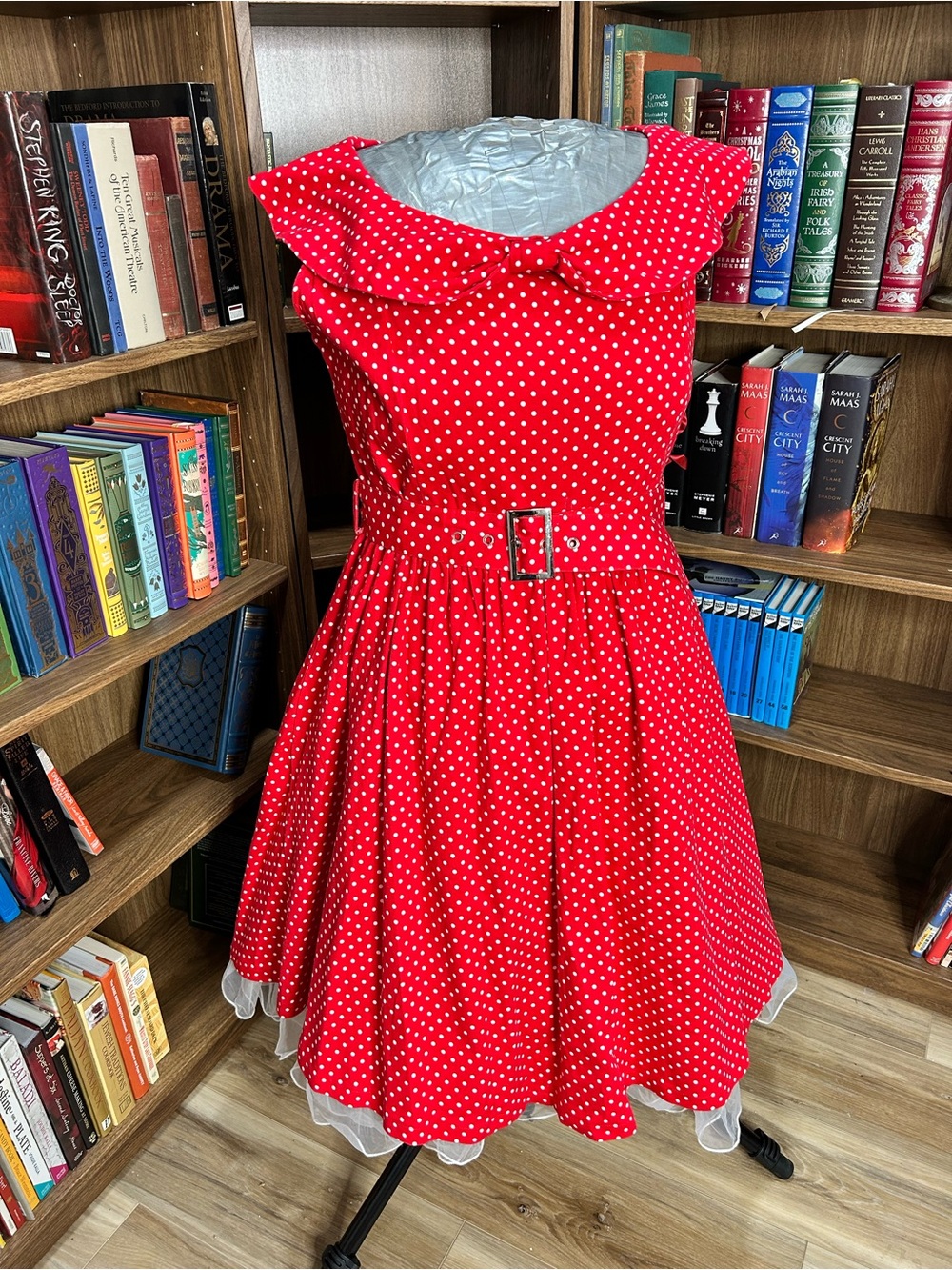 Lindy Bop Red Polka Dot swing Dress with Belted Waist